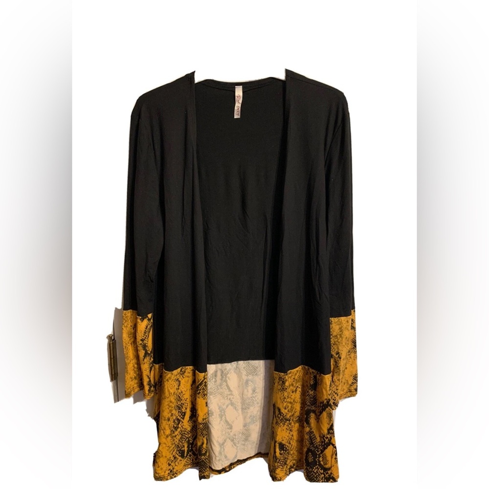 Mustard Snake Print Open Cardigan | Black Lightweight Duster|Boutique Style NEW